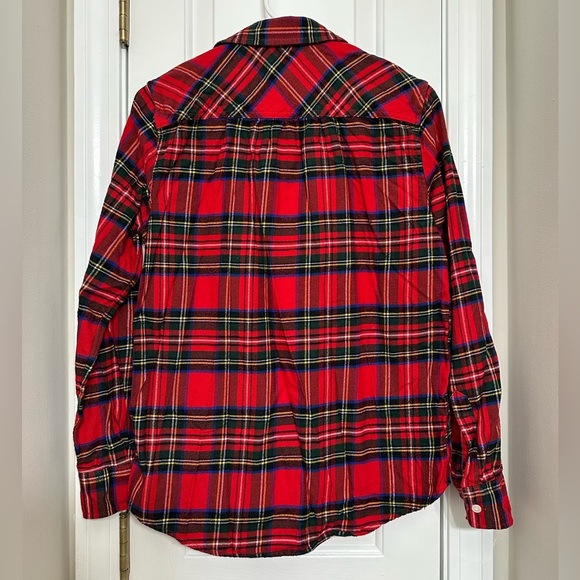 Lands End Women’s Flannel Small 6 Plaid Red Cotton Long Sleeve Button Down Shirt - Picture 5 of 7
